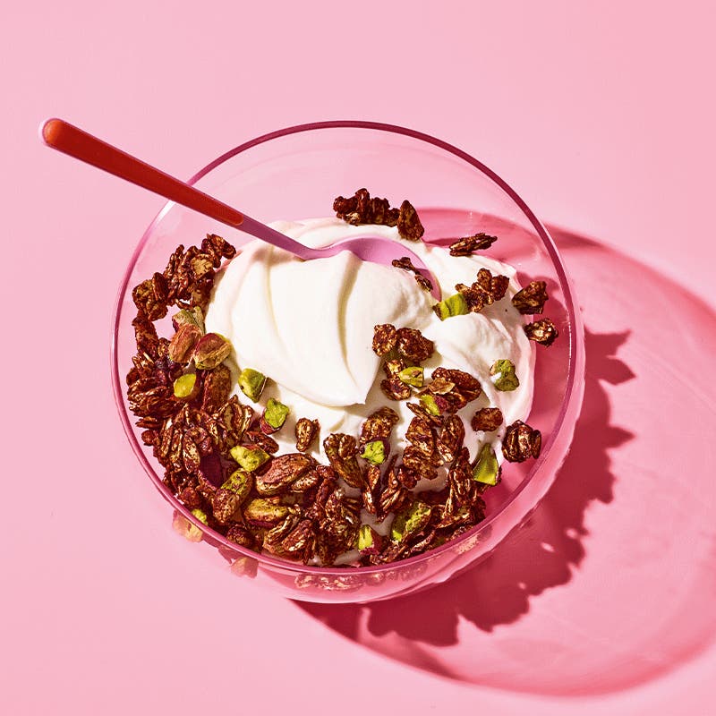 Chocolate and salted pistachio granola