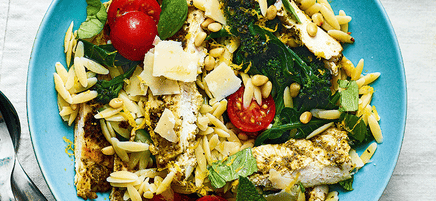 Pesto chicken pasta salad