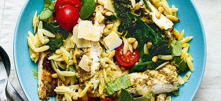 Pesto chicken pasta salad