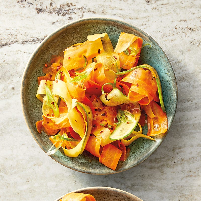 Carrot & Cucumber Ribbons with Peanut Sauce