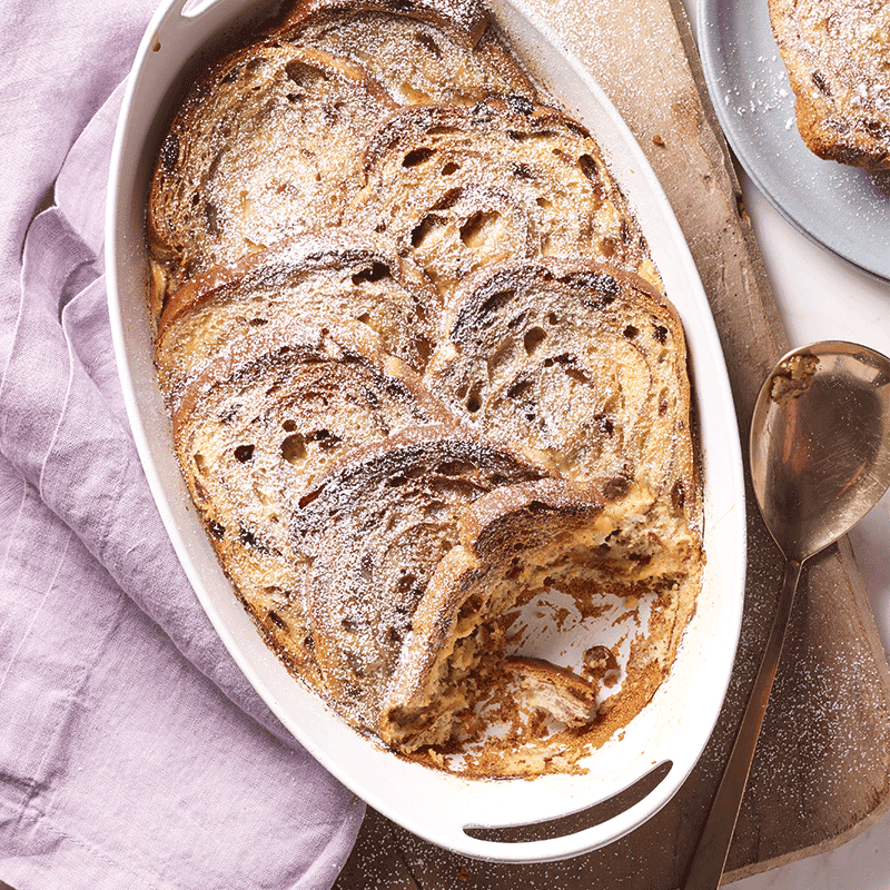 Baked raisin French toast