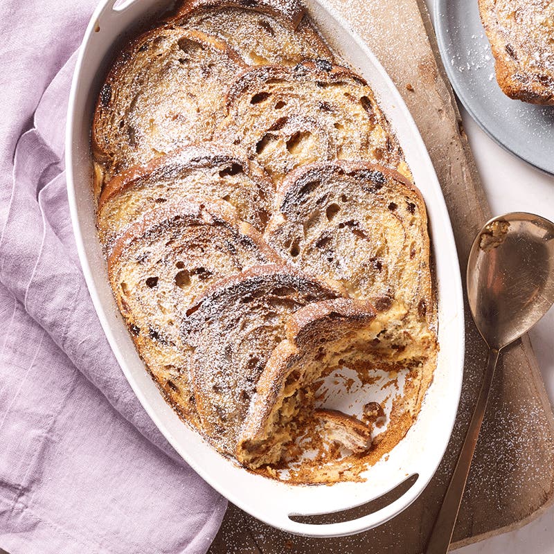 Baked raisin French toast