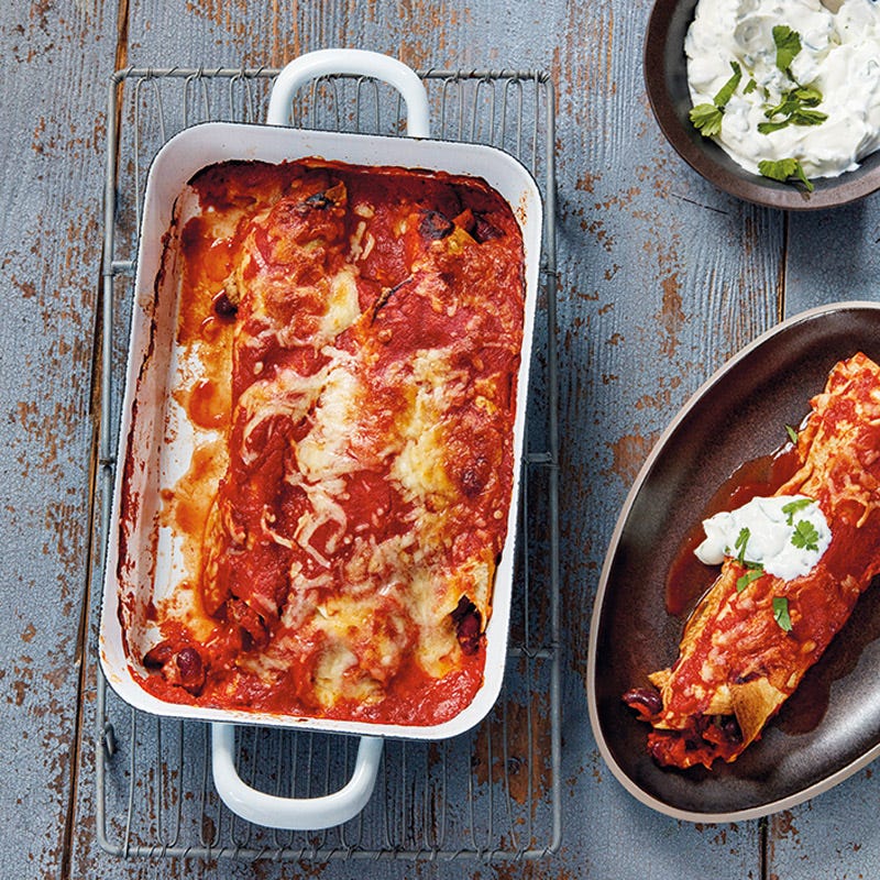 Enchiladas mit Schnitzelstreifen