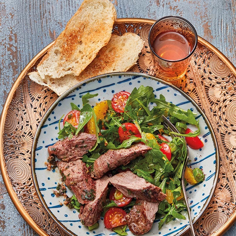 Lammfilet mit Tomaten-Orangen-Salat