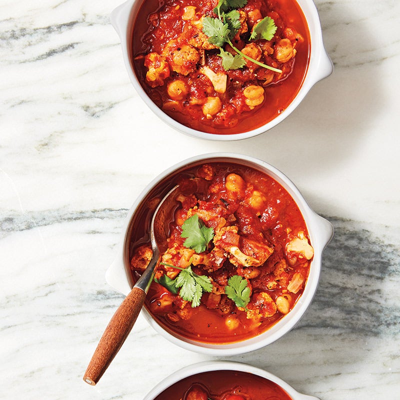 Scharfe Kichererbsen-Blumenkohl-Suppe