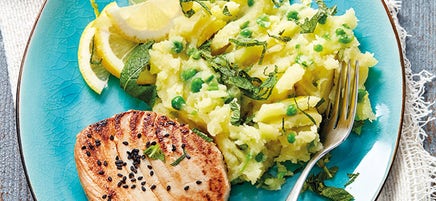 Thunfischsteak mit Erbsen-Minz-Püree
