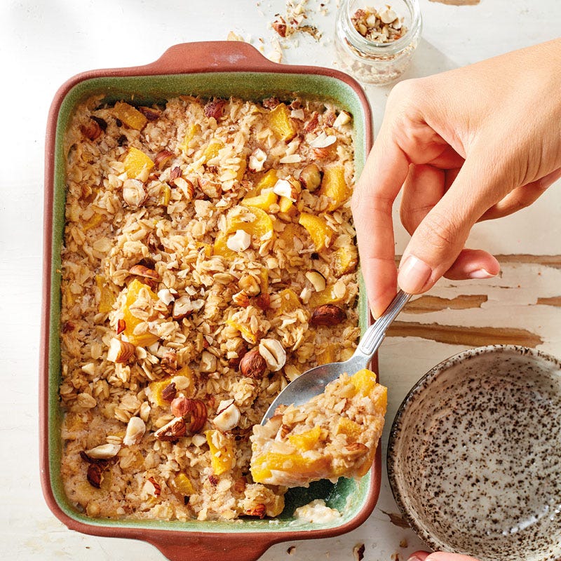 Baked Oatmeal mit Pfirsich