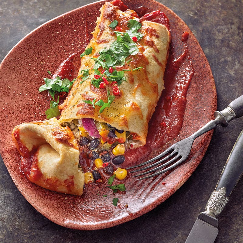 Scharfe Enchiladas mit Bohnen