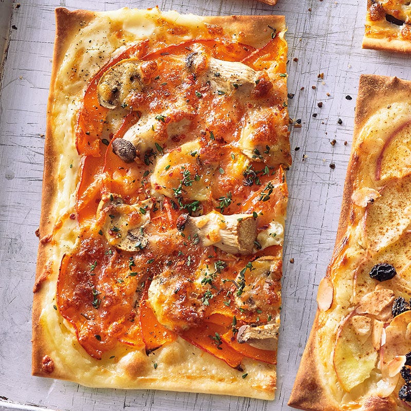 Kürbis-Pilz-Flammkuchen