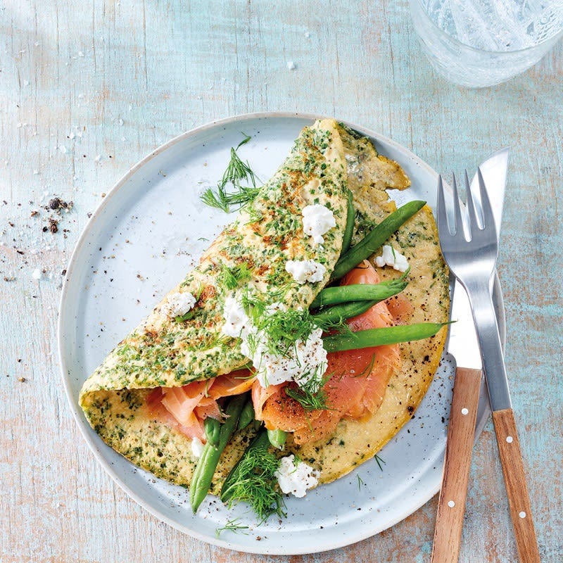 Kräuteromelette mit Lachs