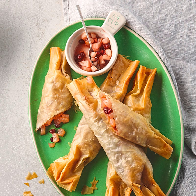 Strudelbonbons mit Birnen-Preiselbeer-Füllung