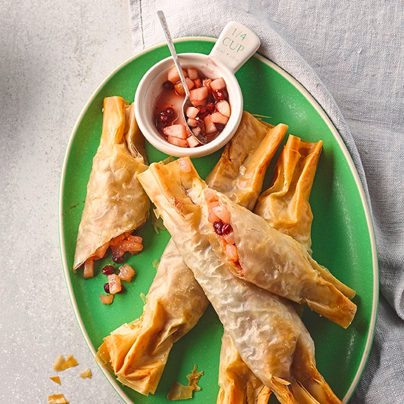 Strudelbonbons mit Birnen-Preiselbeer-Füllung