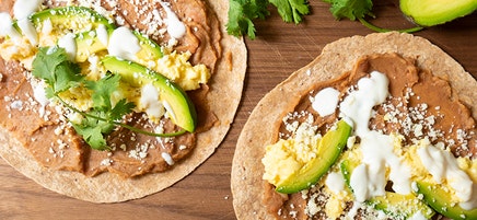 Egg, Refried Bean & Avocado Stuffed Tortilla Wraps