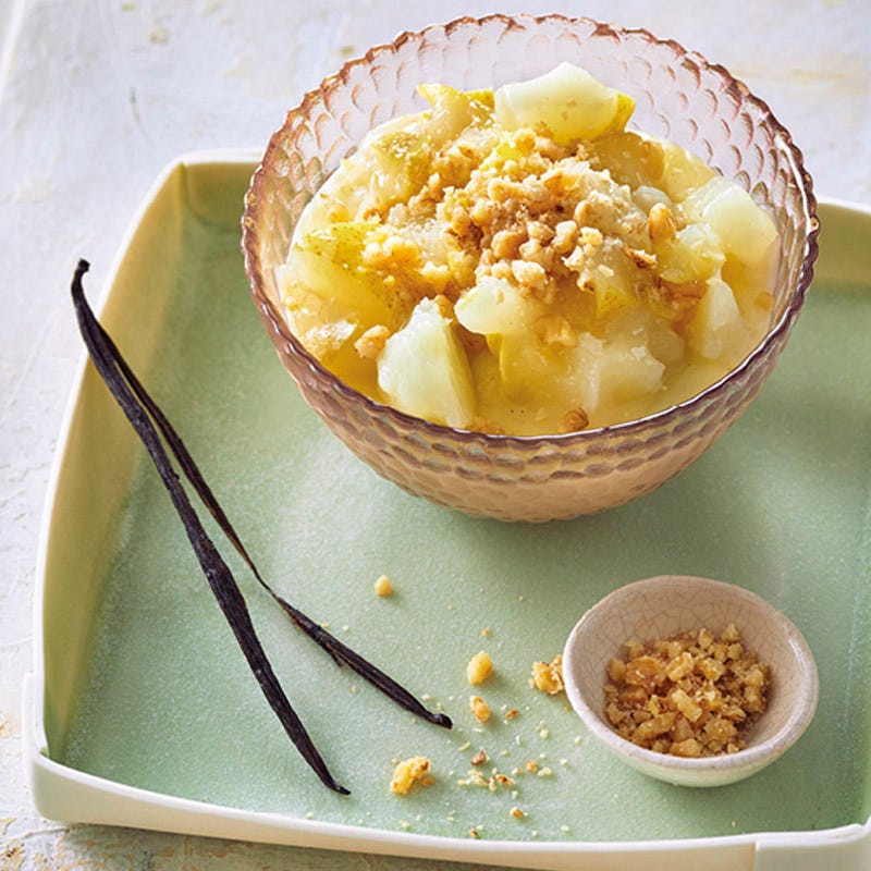 Vanillecreme mit Birnenkompott