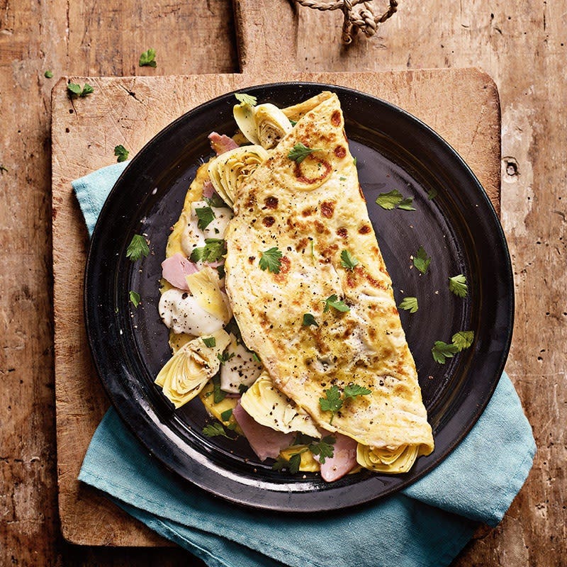Omelette mit Schinken und Artischocken