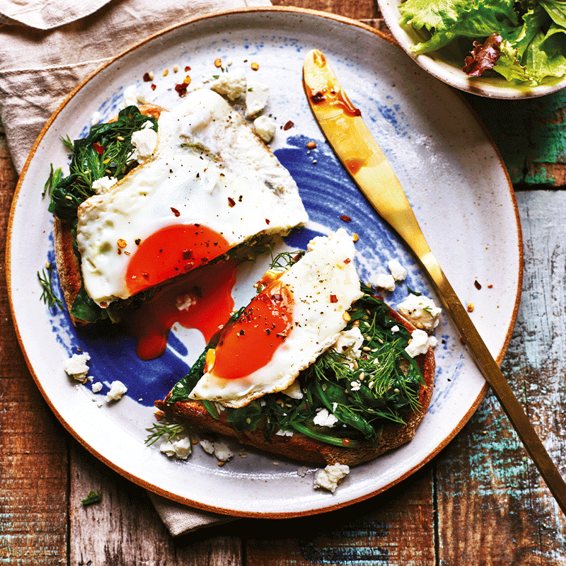 Egg, feta and spinach sourdough