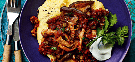 Pulled mushrooms with mashed potato