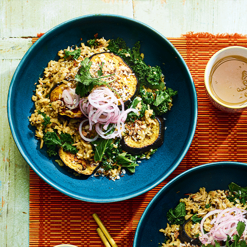 Veggie katsu rice bowl