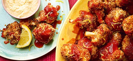 Spicy cauliflower ‘wings’ with chickpea dip