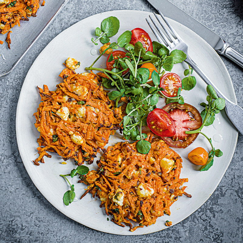Sweet potato and goat’s cheese röstis