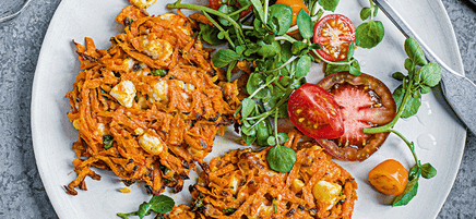Sweet potato and goat's cheese rostis
