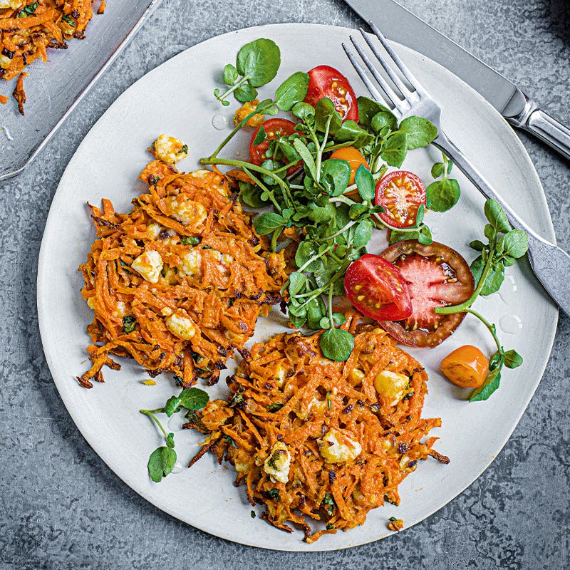 Sweet potato and goat’s cheese röstis