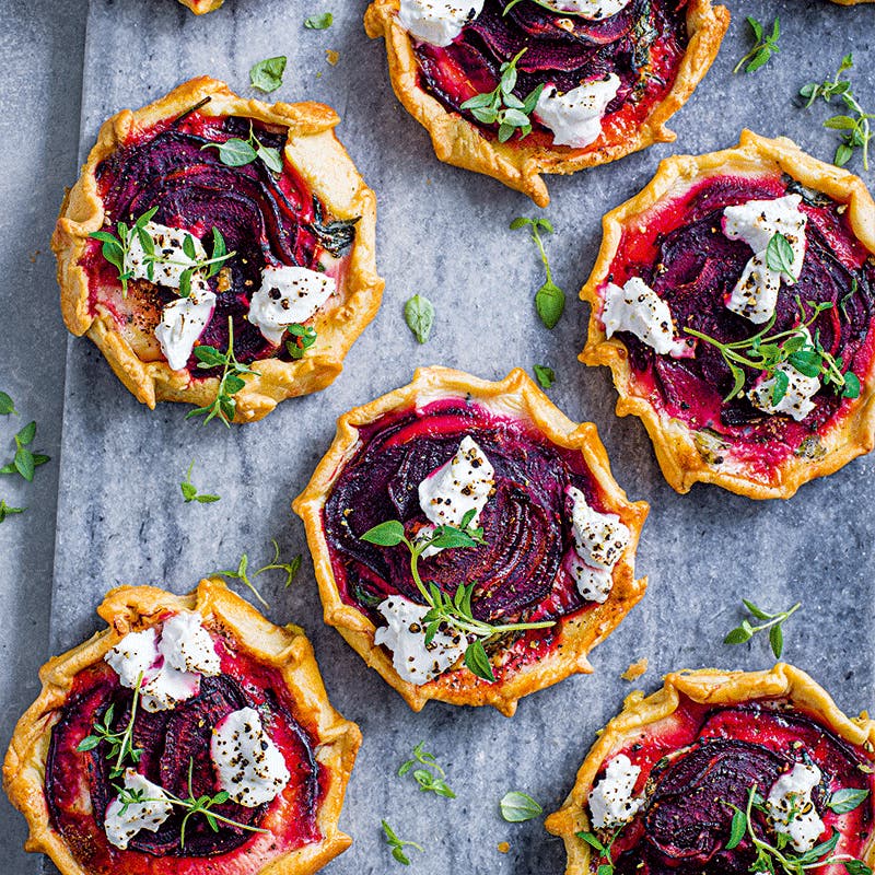 Beetroot and goat’s cheese tarts