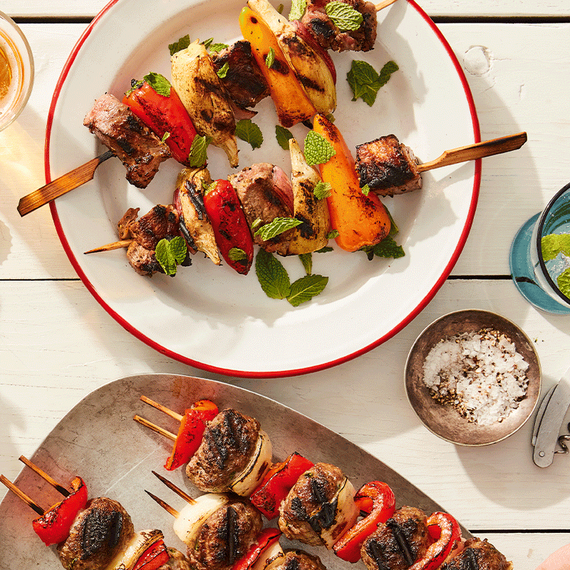 Lamb, artichoke and capsicum skewers