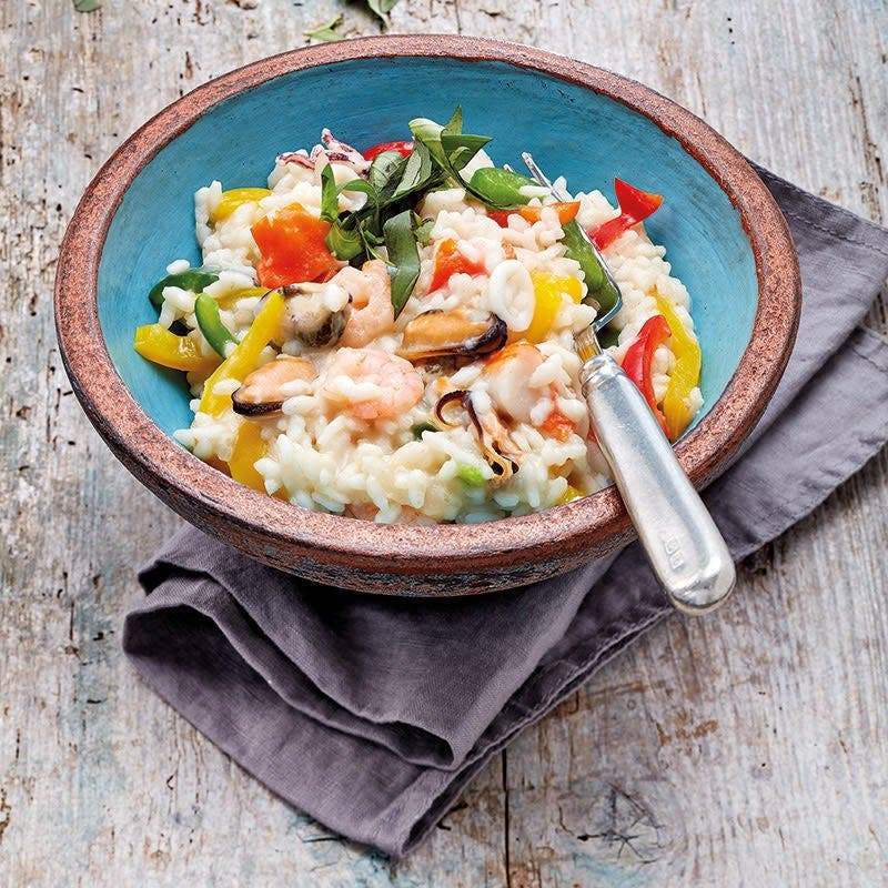 Meeresfrüchte-Risotto mit Paprika