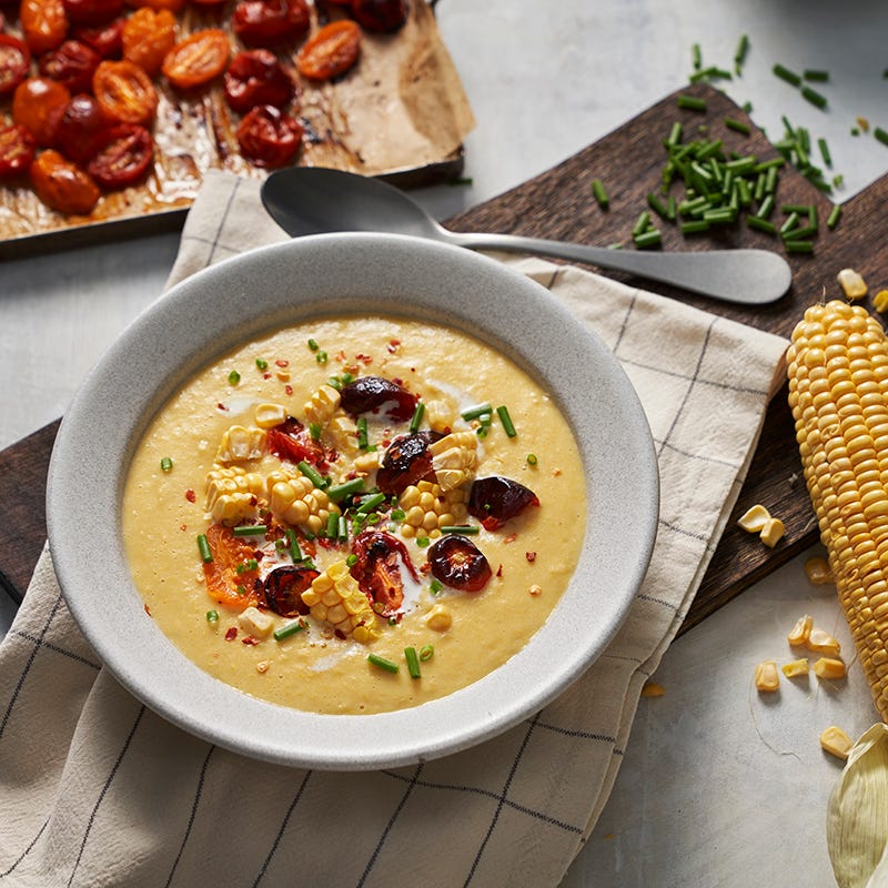 ViktVäktarna - Krämig majssoppa med rostade tomater