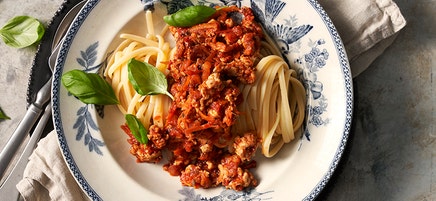Kycklingfärssås med pasta