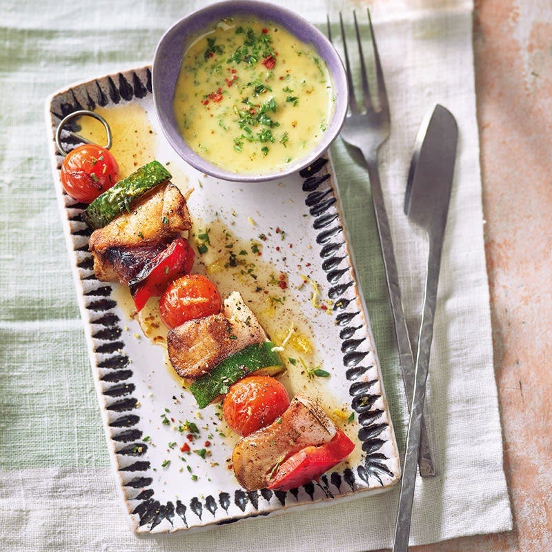 Fisch-Gemüse-Spieße vom Grill