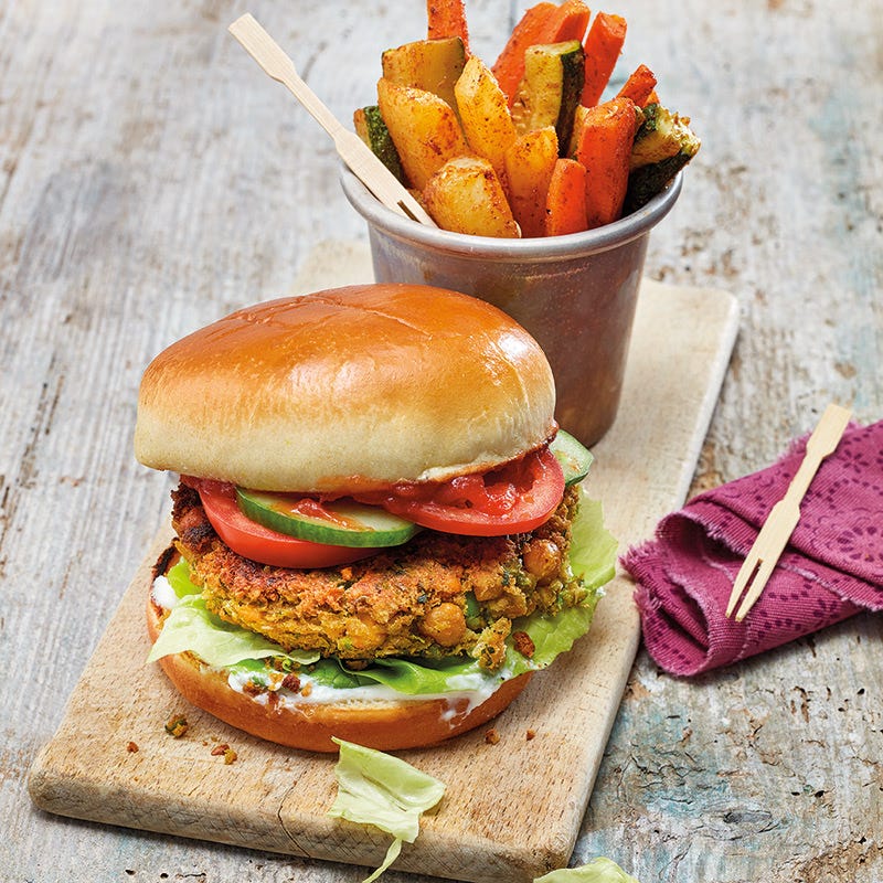 Falafelburger mit Gemüsepommes