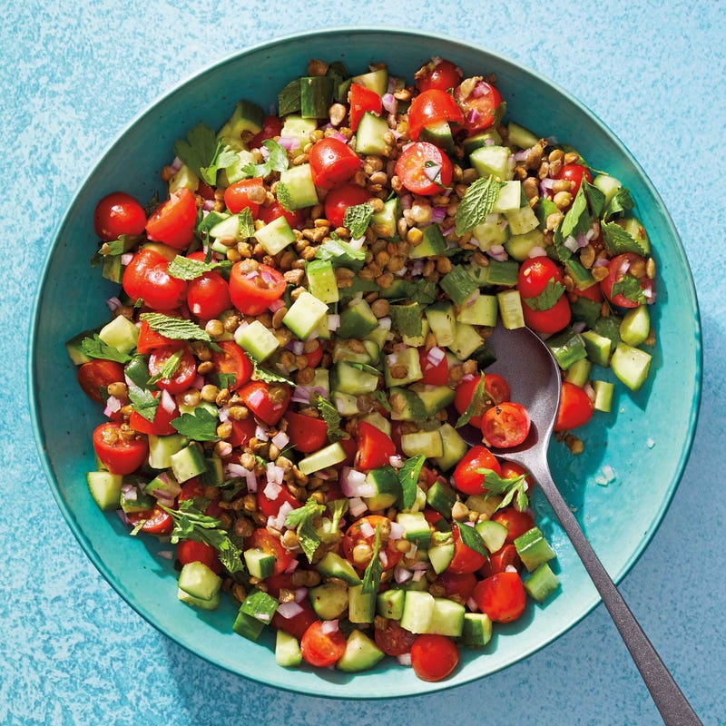 Foto van Israëlische salade met krokante linzen door WW