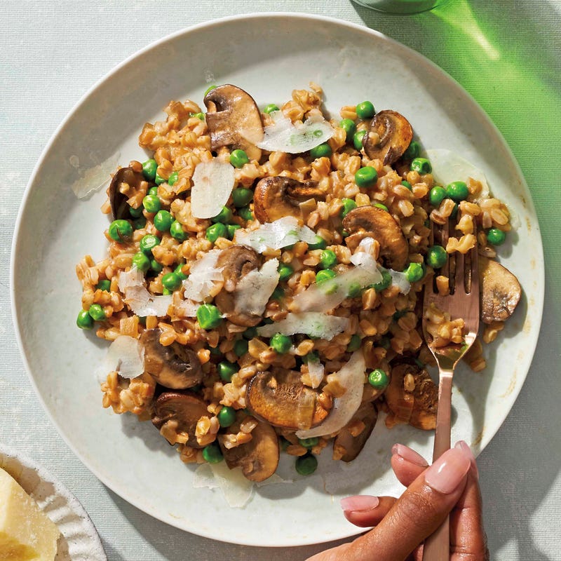 Foto van Risotto van farro met kastanjechampignons en doperwten door WW