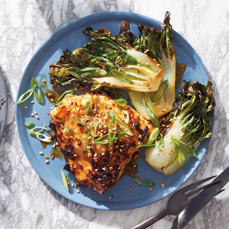 Foto van Geroosterde kip met miso-rub en paksoi door WW