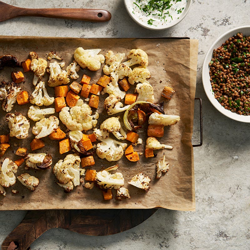ViktVäktarna - Rostad blomkål och sötpotatis med linser