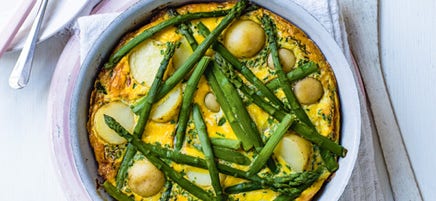Frittata de pommes de terre, asperges et bacon