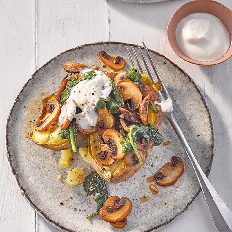 Ofenkartoffeln mit Pilz-Spinat-Füllung