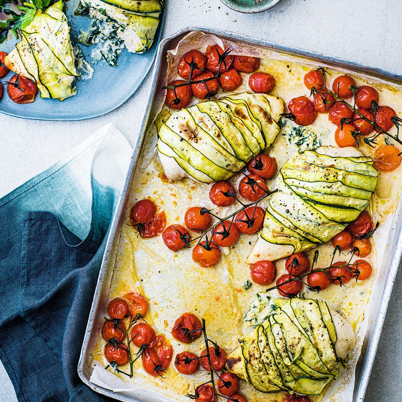 Photo of Creamy spinach-stuffed chicken with courgette by WW