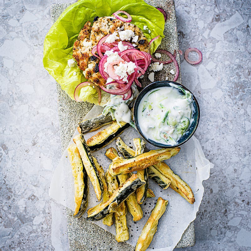 Photo of Tzatziki turkey burgers with courgette fries by WW