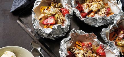 Papillotes fruits-choco et glace vanille