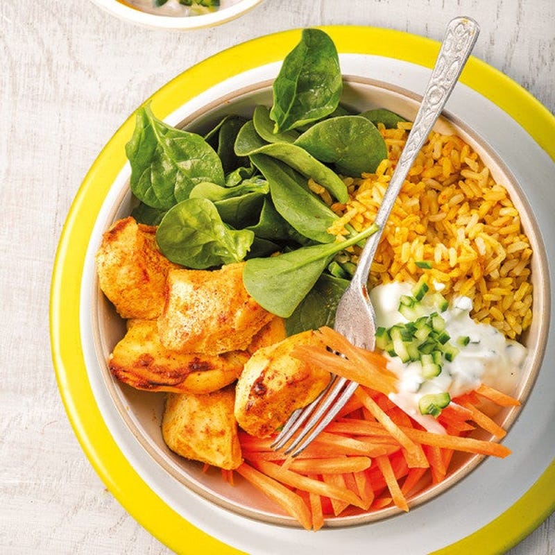 Tandoori-Chicken-Bowl mit Gurkenraita