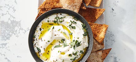 Whipped feta dip & toasted wholemeal pitta chips