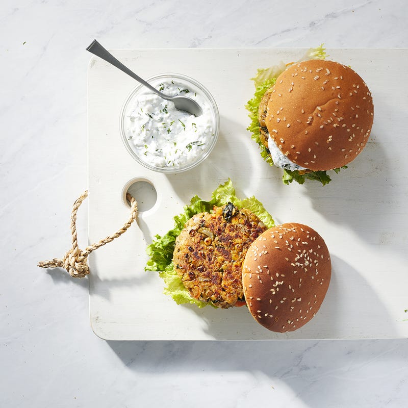 Photo of Lentil burgers with yogurt-feta sauce by WW