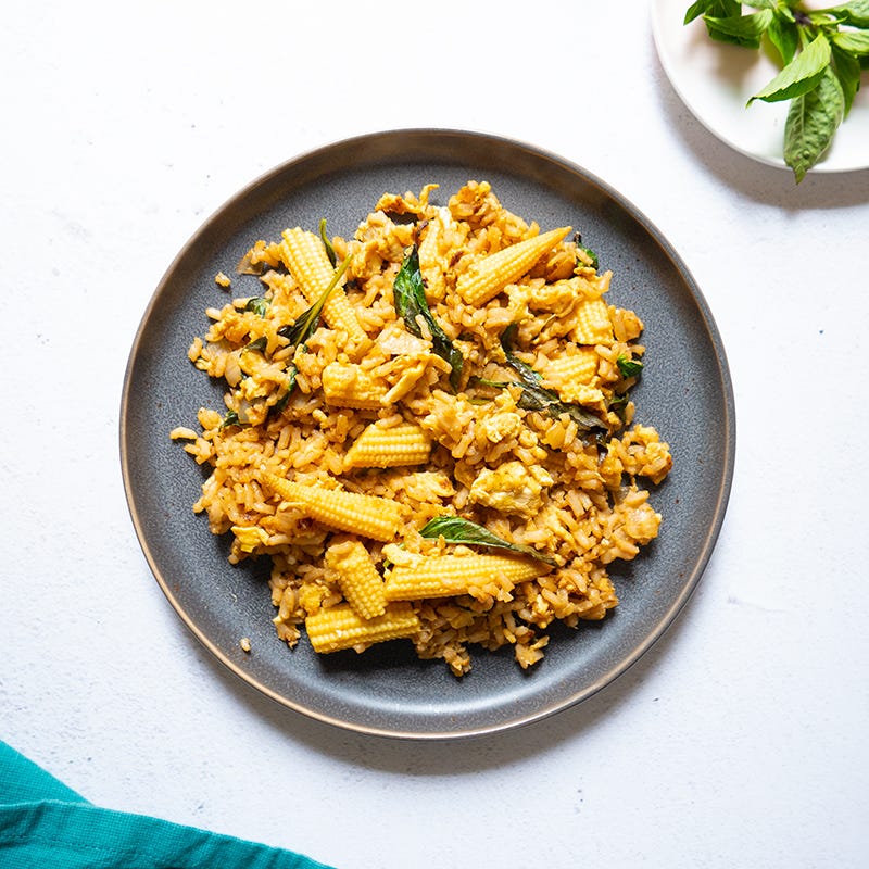 Photo of Thai Basil Fried Rice with Baby Corn by WW