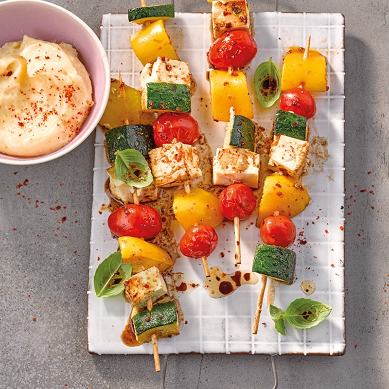 Gemüse-Schafskäse-Spieße