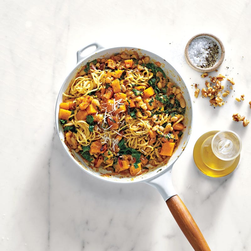 Photo de Spaghettis au butternut, haricots blancs et chou kale prise par WW