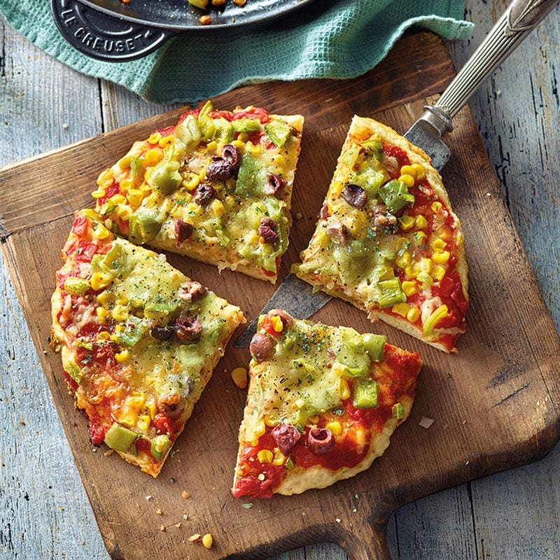 Pfannenpizza mit Mais