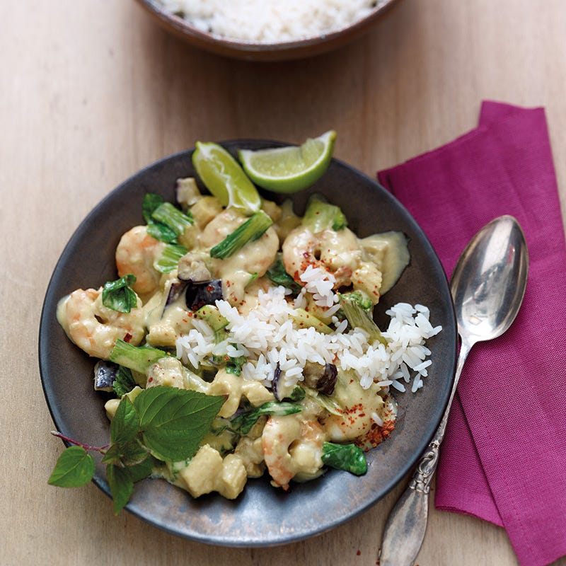 Grünes Thai-Curry mit Garnelen